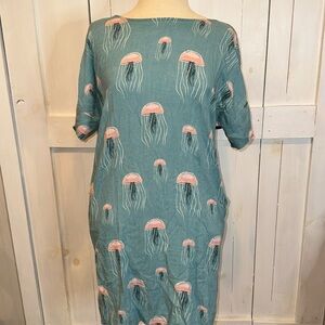 Anthropologie Pepaloves Blue Jellyfish Printed Mini Dress